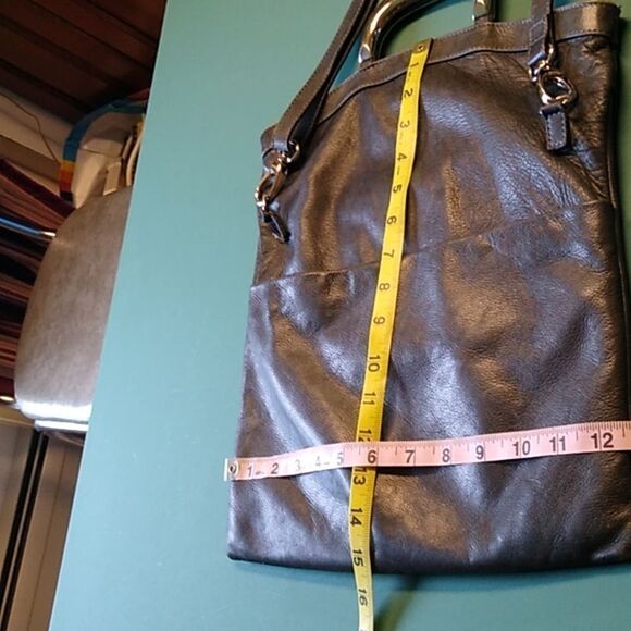 Maurizio Taiuti Foldover Leather Silver tone Metal Handles Crossbody Strap - Picture 12 of 13